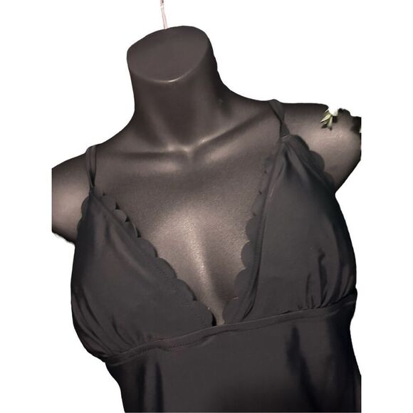 NICE J. CREW BLACK Lined Scalloped One Piece Swimsuit, SIZE Medium Good CONDITIO - Picture 6 of 12